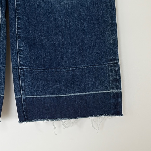 MOTHER The Roller Crop Undone Hem Jeans Wide Leg Dark Graffiti Wash High Rise 27 - Picture 4 of 14